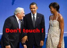 Dominique Strass-Kahn, Obama et Michelle - pas touche